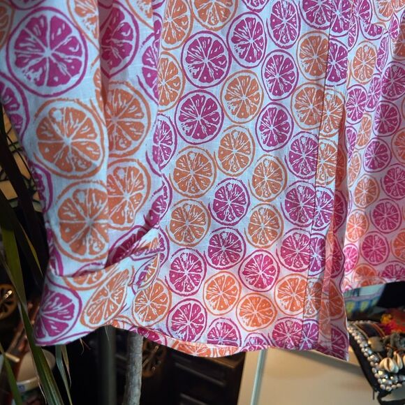 Foxcroft Pink and Orange Citrus Print Blouse 6P - Picture 8 of 14